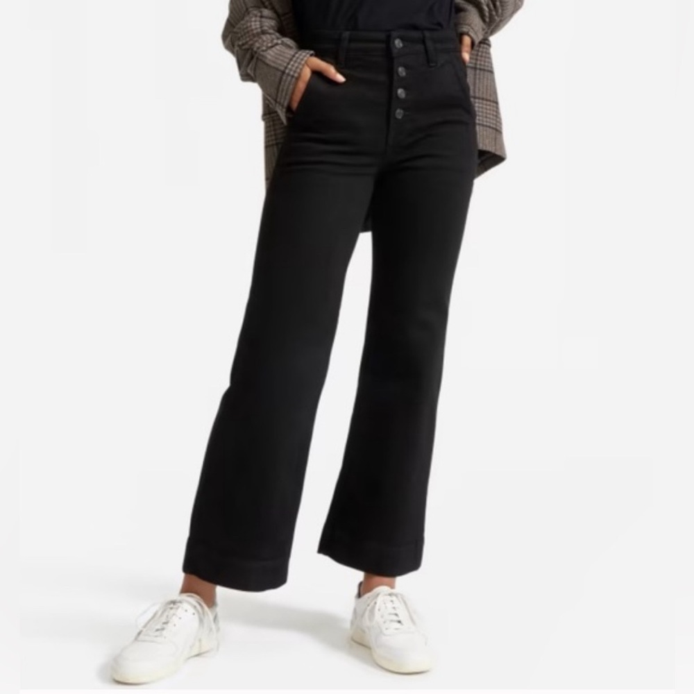 Everlane Womens Size 27 Black Button Fly High Wise Wide Leg Jeans
